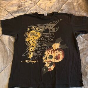 Ed Hardy Black Tee with Graphic Detail size large used